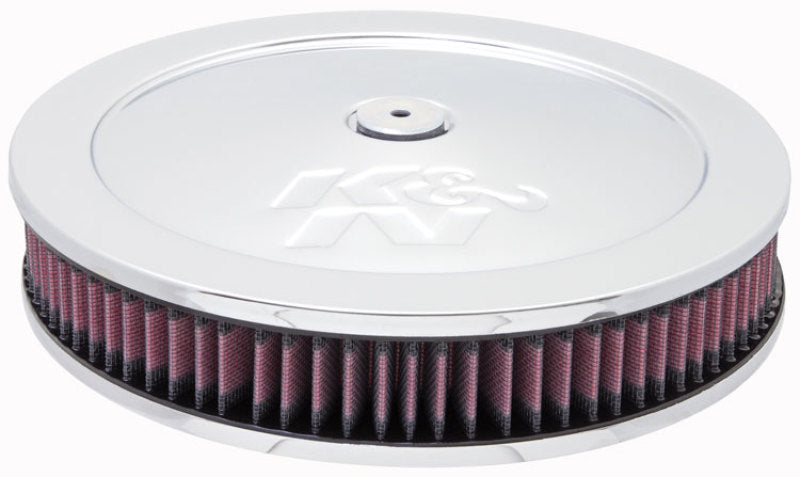 K&N 5 1/8in Flange 11in OD 3 1/4in Height w/ Vent Custom Air Cleaner Assembly - 60-1170 by K&N Engineering - front view