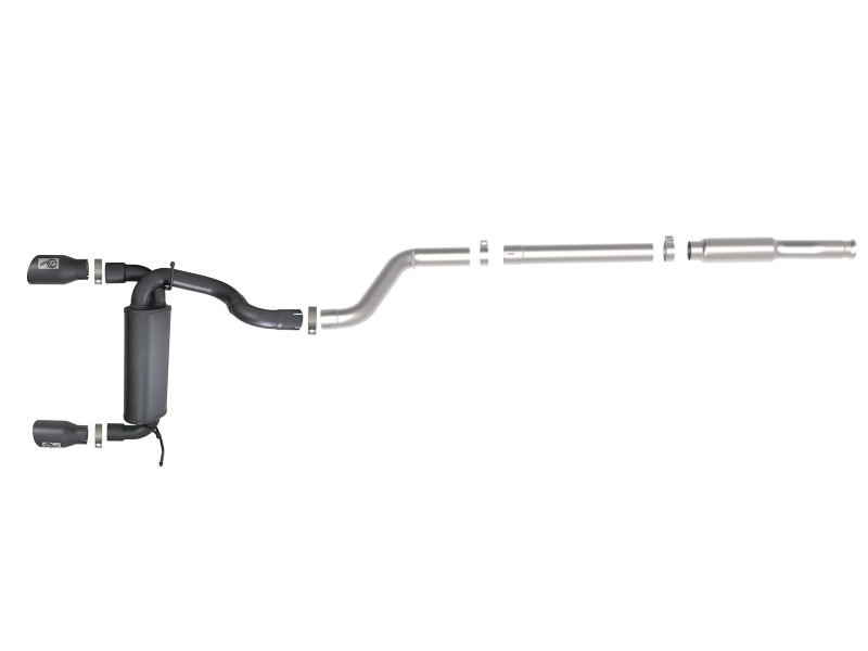 aFe Rebel Series 409 Stainless Steel Cat-Back Exhaust 18-21 Jeep Wrangler JL 2.0L (t) - Black Tip - 49-48096-B