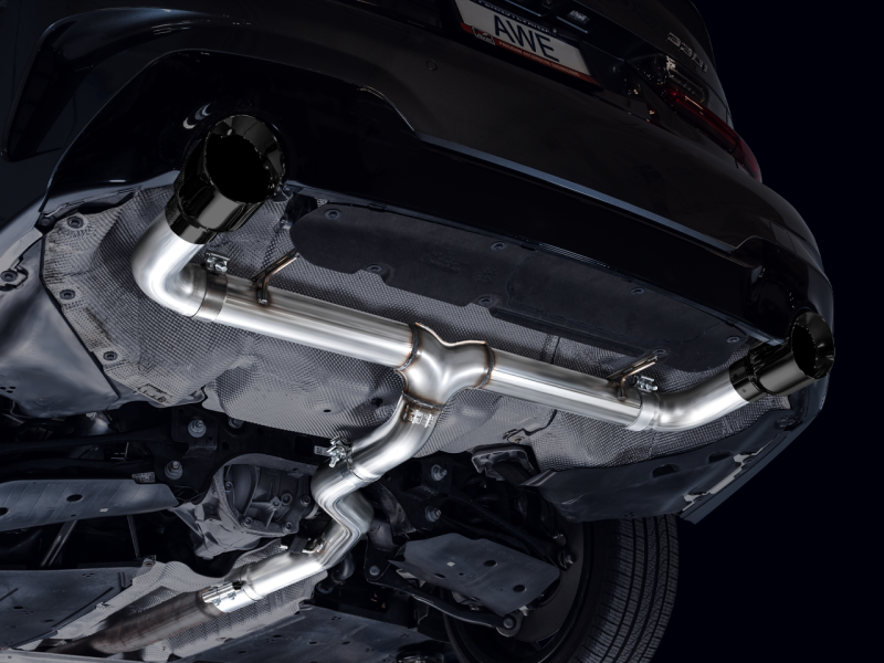 AWE 19-23 BMW 330i / 21-23 BMW 430i Base G2X Track Edition Axle Back Exhaust - Diamond Black - 3020-33429