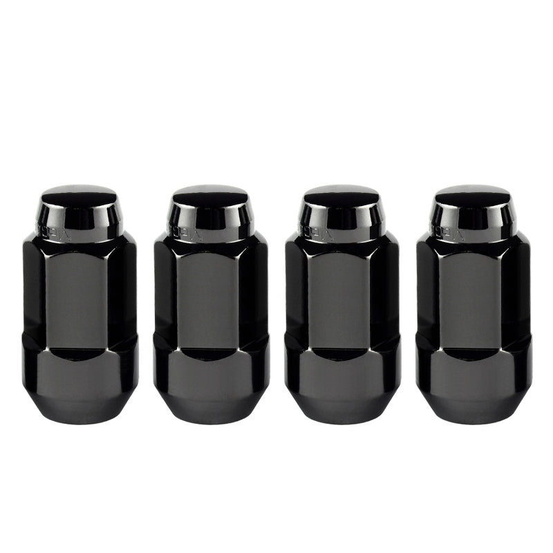 McGard Hex Lug Nut (Cone Seat Bulge Style) M14X1.5 / 22mm Hex / 1.945in. Length (4-Pack) - Black - 64034