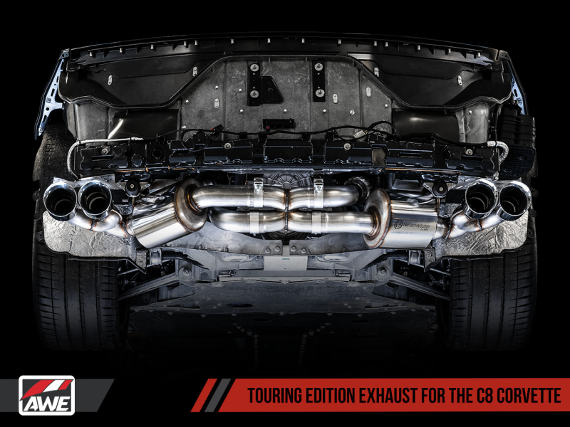 AWE Tuning 2020 Chevrolet Corvette (C8) Touring Edition Exhaust - Quad Diamond Black Tips - 3015-43159