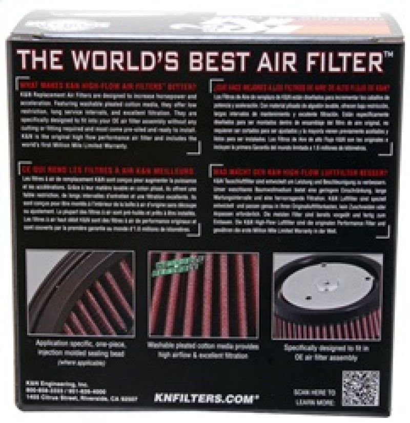 K&N 2017 Harley Davidson FLHR Road King Replacement Air Filter - HD-1717 for 2017-2023 Harley Davidson FLRT Freewheeler - add