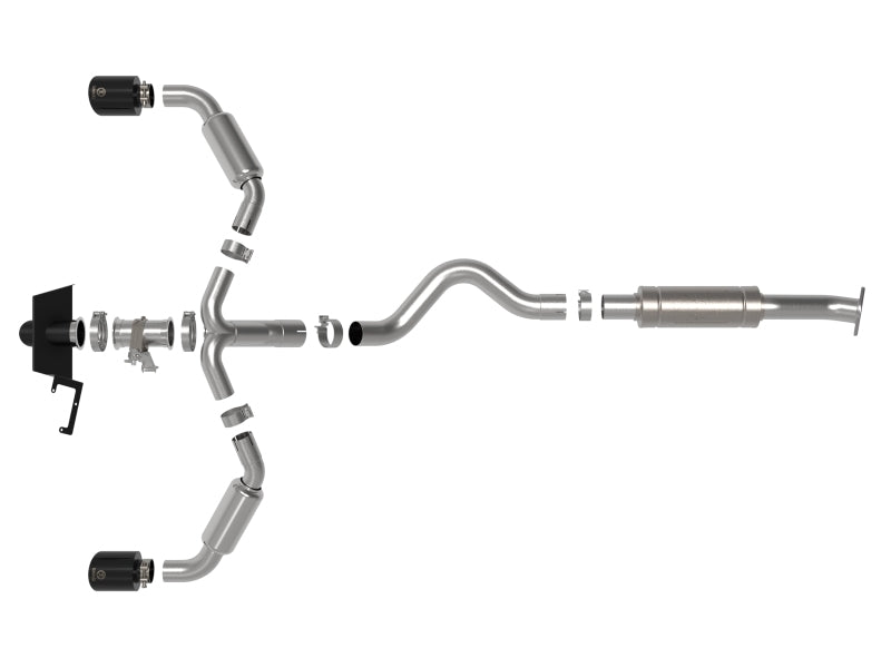 aFe 23-24 Toyota GR Corolla L3 1.6L (t) Gemini XV 3in to 2-1/2in Cat Back Exhaust w/ Black Tips - 49-36067-B