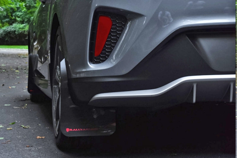 Rally Armor 19-21 Hyundai Veloster Turbo R-Spec Black UR Mud Flap w/ Red Logo - MF58-UR-BLK/RD