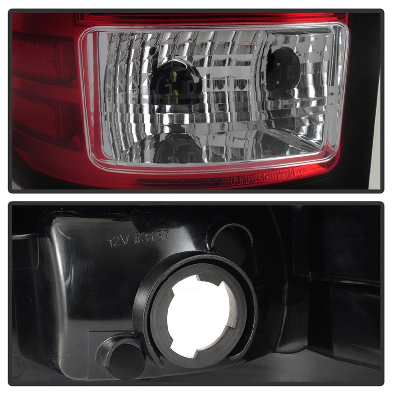 Spyder 07-13 GMC Sierra 1500 V2 Light Bar LED Tail Lights - Red Clear (ALT-YD-GS07V2-LBLED-RC) - 5084767