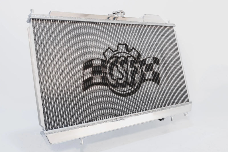 CSF 96-07 Mitsubishi Evo 4/5/6/7/8/9 Full-Slim Radiator w/12in Fan &amp; Shroud/-16AN &amp; Slip On Fitting - 7075