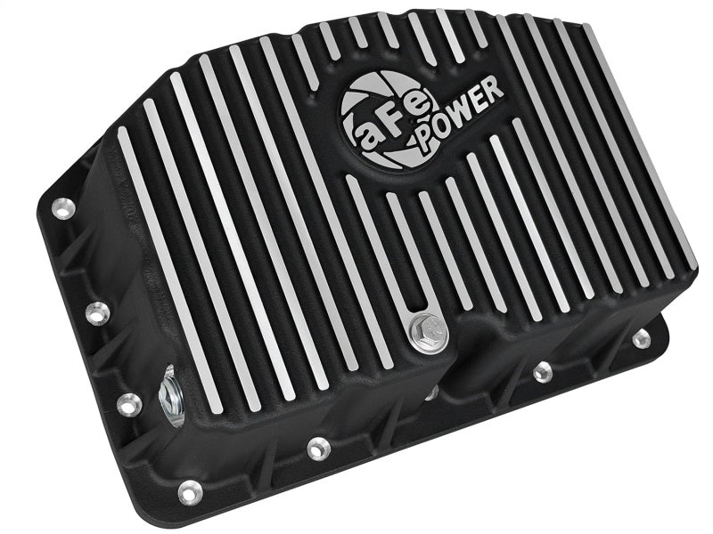 AFE Pro Series Engine Oil Pan Black w/Machined Fins; 11-16 Ford Powerstroke V8-6.7L (td) - 46-70322