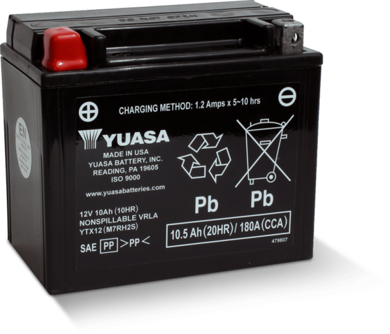 Yuasa YTX12 Maintenance Free AGM 12 Volt Battery - YUAM7RH2STWN