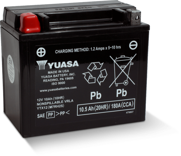 Yuasa YTX12 Maintenance Free AGM 12 Volt Battery - YUAM7RH2STWN by Yuasa Battery