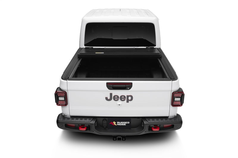 Rugged Ridge Armis Hard Folding With LINE-X Bed Cover 2020 JT - 13550.24 for 2020-2025 Jeep Gladiator - installed view