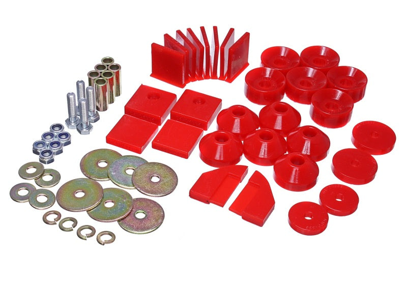 Energy Suspension 86-95 Suzuki Samurai Red Body Mount Set - 1.4101R for 1986-1995 Suzuki Samurai - front view
