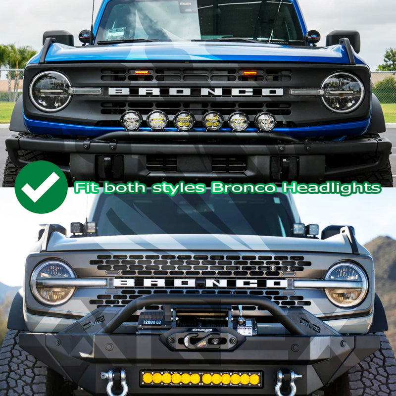 AlphaRex 21-23 Ford Bronco NOVA LED Projector Headlights Black - 880260