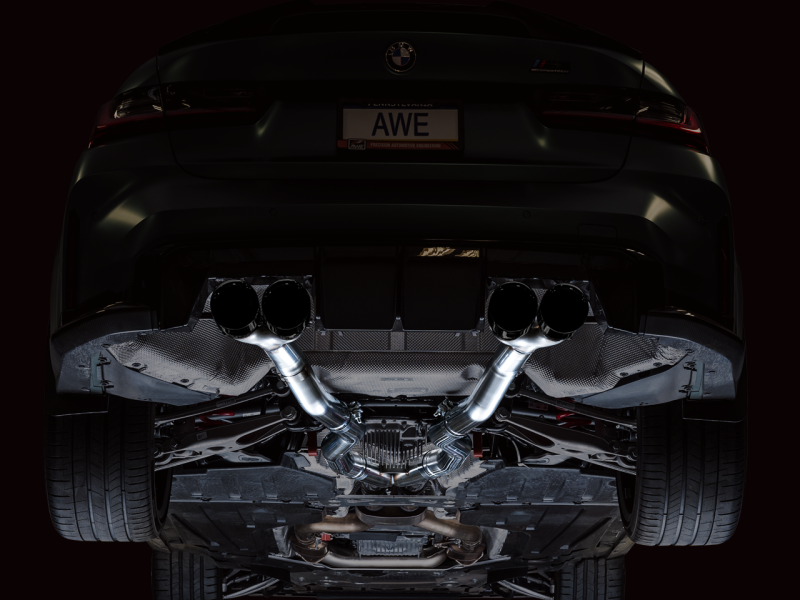 AWE Track Edition Catback Exhaust for BMW G8X M3/M4 - Diamond Black Tips - 3020-42482