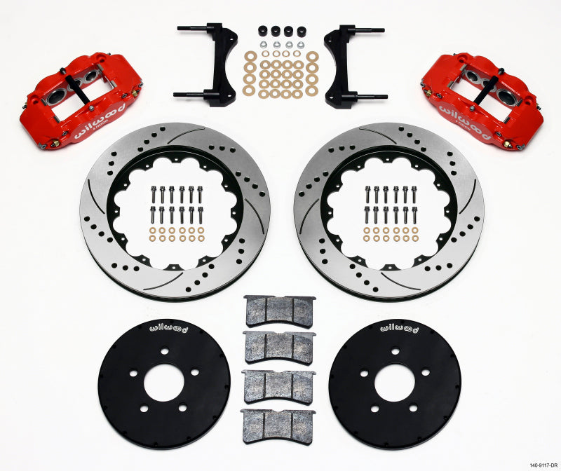 Wilwood Narrow Superlite 6R Front Hat Kit 14.00in Drill Red 1994-2004 Mustang - 140-9117-DR