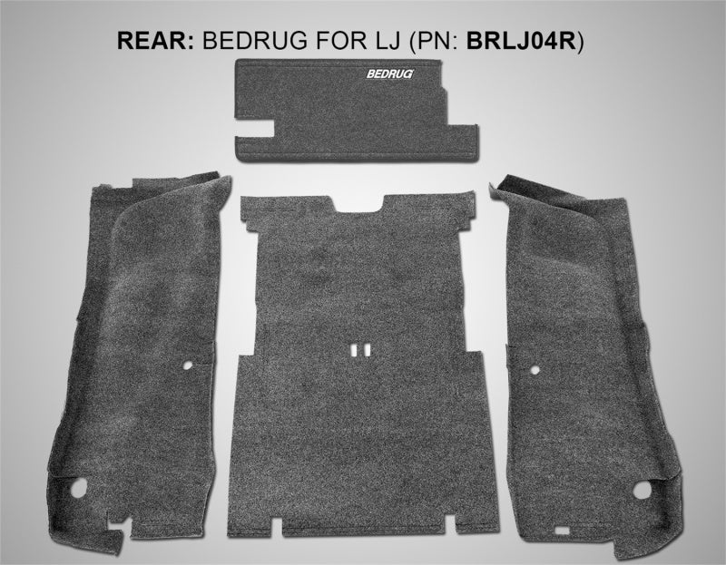 BedRug 03-06 Jeep LJ Unlimited Rear 4pc Cargo Kit (Incl Tailgate &amp; Tub Liner) - BRLJ04R
