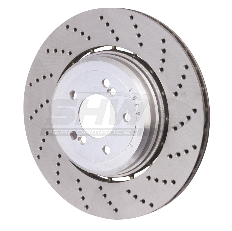 SHW 06-10 BMW M5 5.0L Right Rear Cross-Drilled Lightweight Brake Rotor (34212282808) - BRR48081