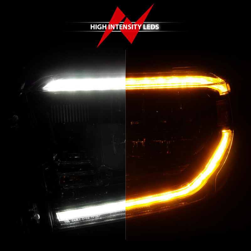 ANZO 2014-2021 Toyota Tundra LED Crystal Headlights w/ Switchback Black Housing w/ DRL - 111533