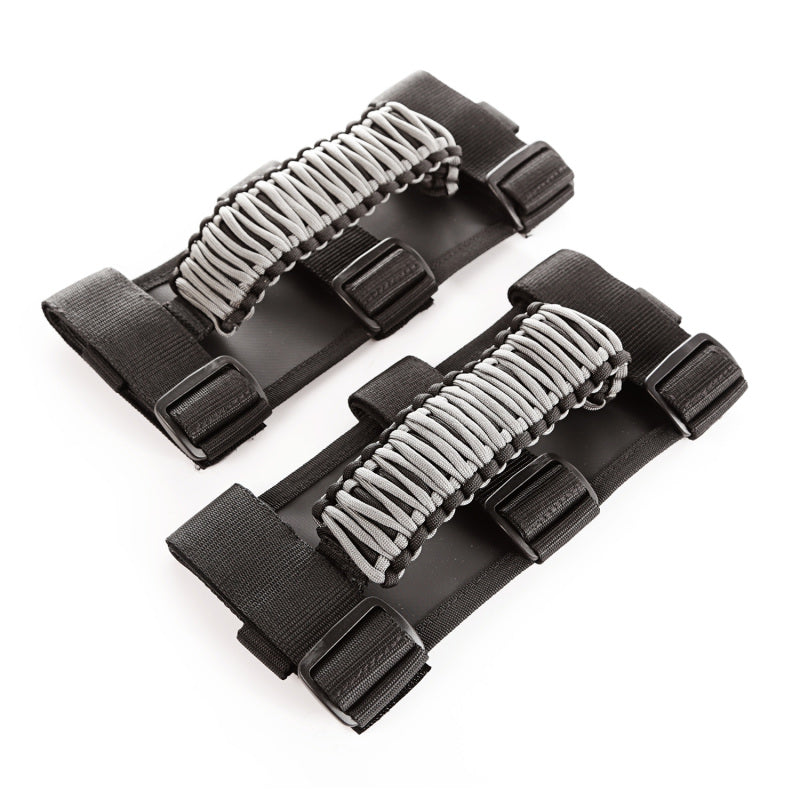 Rugged Ridge Paracord Grab Handles Gray/Black Pair - 13505.32 for 1987-2021 Jeep Wrangler - front view
