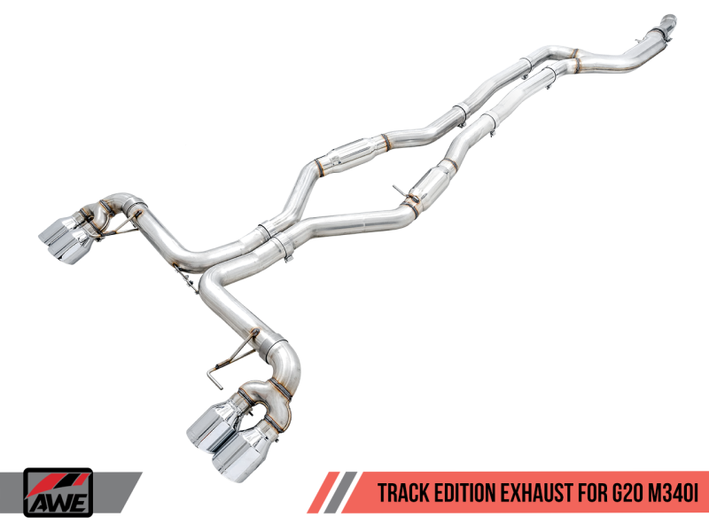 AWE Tuning 2019+ BMW M340i (G20) Track Edition Exhaust - Quad Diamond Black Tips - 3020-43085