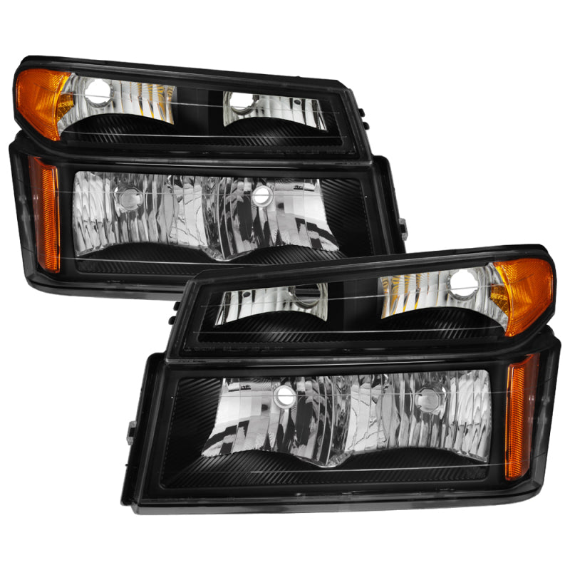 Xtune Chevy Colorado 04-12 OEM Headlights w/ Bumper Lights Black HD-JH-CCOL04-SET-BK - 9032110