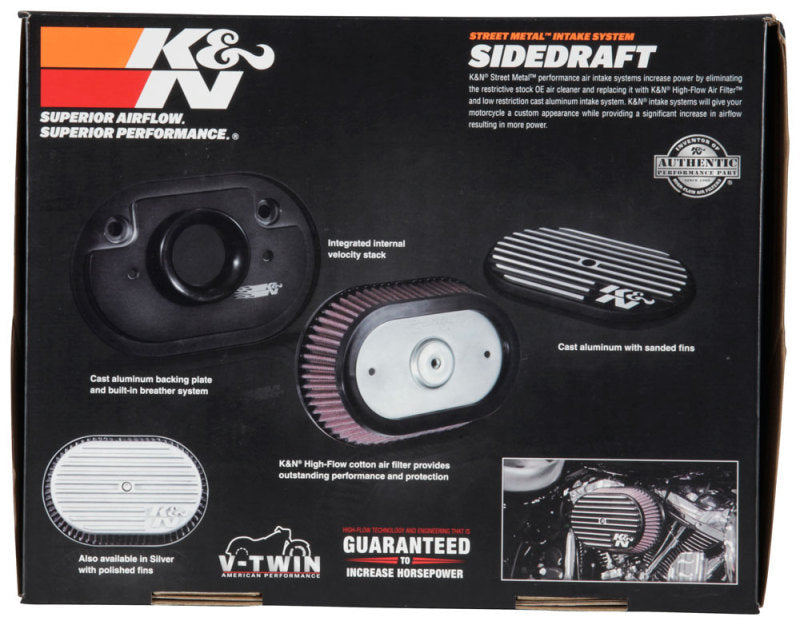 K&N Street Metal Intake System for 12-16 Harley Davidson Road King 103cl Side Draft Touring - RK-3952 for 2008-2016 Harley Da
