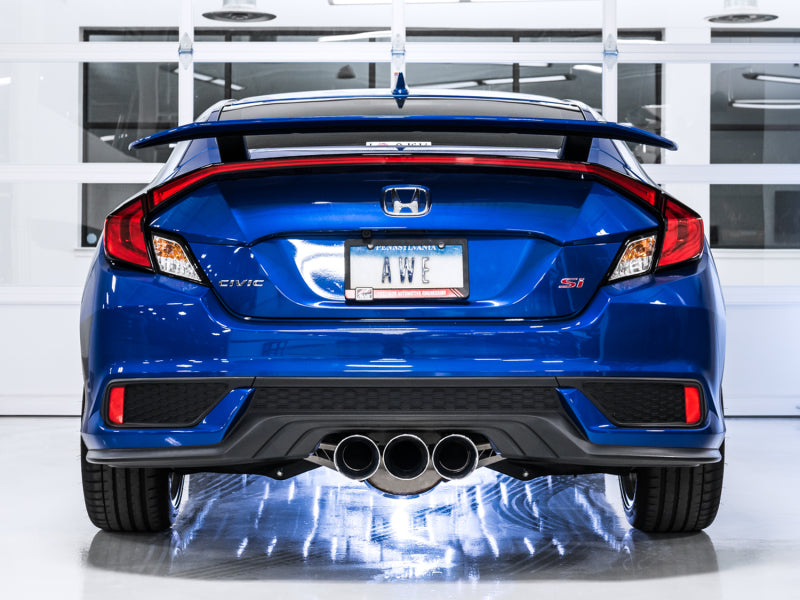 AWE Tuning 2016+ Honda Civic Si Touring Edition Exhaust w/Front Pipe &amp; Triple Chrome Silver Tips - 3015-52012