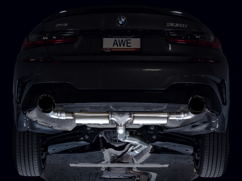 AWE 19-23 BMW 330i / 21-23 BMW 430i Base G2X Touring Axle Back Exhaust - Diamond Black - 3015-33429