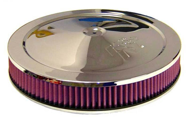 K&N 14in Red Custom Air Cleaner Assembly - 5.125in ID x 14in OD x 3.87in H - 60-1263 by K&N Engineering - front view