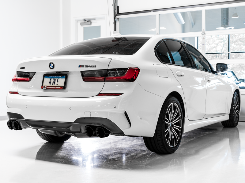 AWE Tuning 2019+ BMW M340i (G20) Resonated Touring Edition Exhaust - Quad Diamond Black Tips - 3015-43158