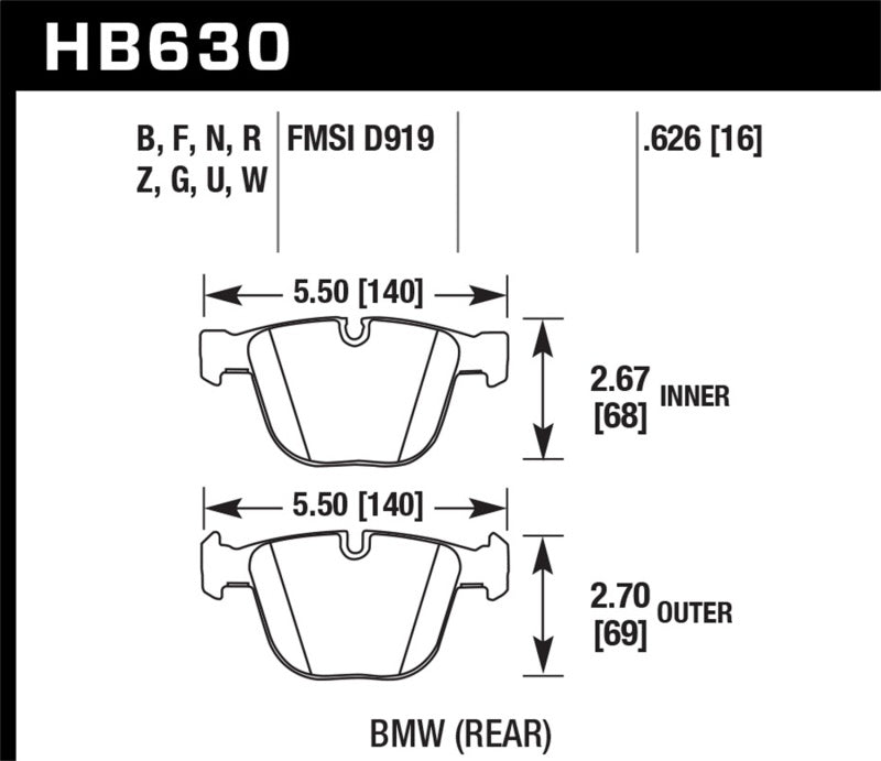 Hawk BMW M3 E90/E92  DTC-70 Race Rear Brake Pads HB630U.626 for 2002-2015 BMW 7 Series - installed view