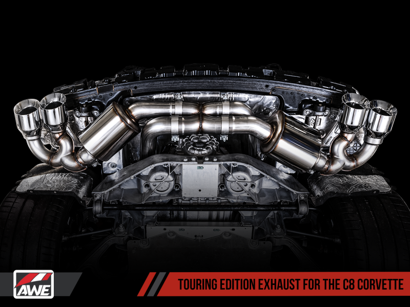AWE Tuning 2020 Chevrolet Corvette (C8) Touring Edition Exhaust - Quad Diamond Black Tips - 3015-43159