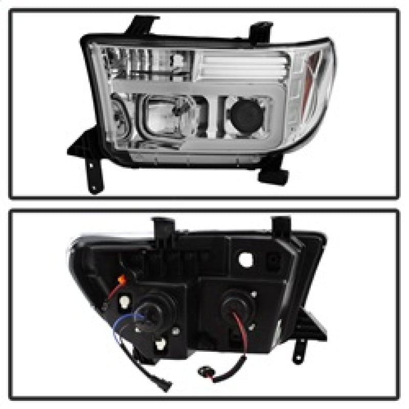 Spyder 07-13 Toyota Tundra V2 Light Bar DRL Projector Headlights - Chrome (PRO-YD-TTU07V2-LB-C) - 5084651