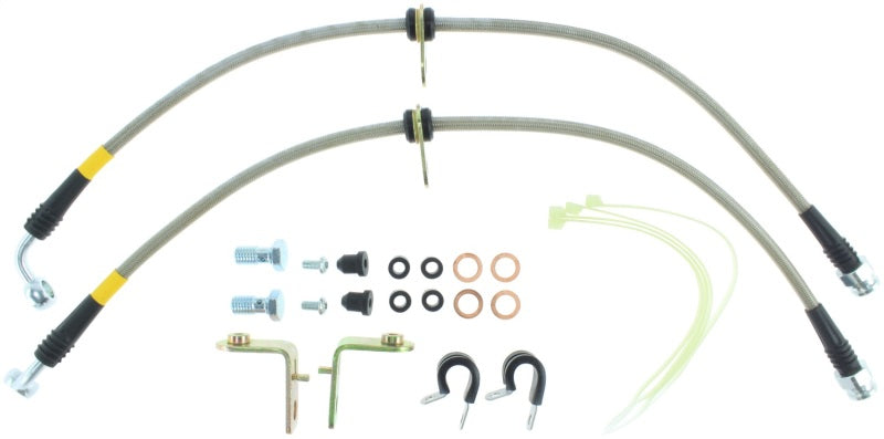 StopTech 05-08 Mustang V6 w/ABS / Mustang GT V8 / 07-09 GT500 Stainless Steel Front Brake Lines - 950.61003
