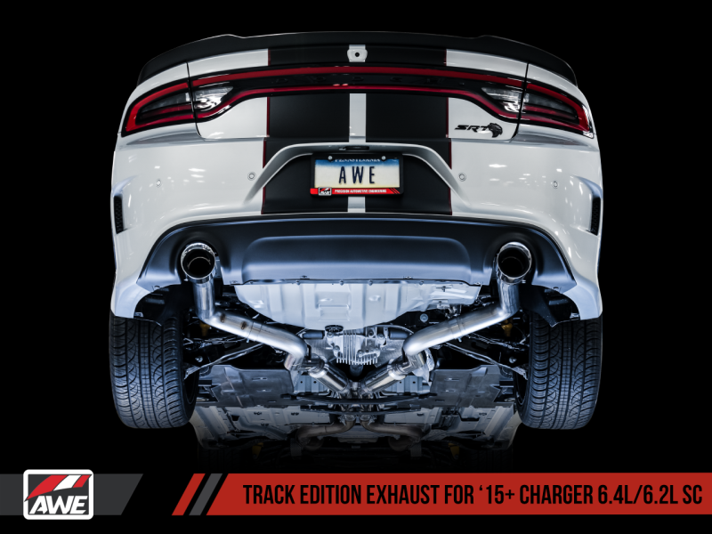 AWE Tuning 2015+ Dodge Charger 6.4L/6.2L Supercharged Track Edition Exhaust - Diamond Black Tips - 3015-33126