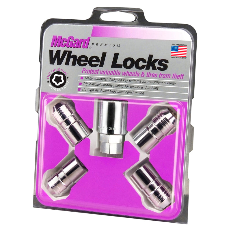 McGard Wheel Lock Nut Set - 4pk. (Cone Seat) M14X1.5 / 21mm &amp; 22mm Dual Hex / 1.639in. L - Chrome - 24215