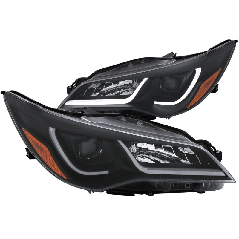 ANZO Projector Headlights With Plank Style Design Black w/Amber 15-16 Toyota Camry (4DR) - 121518