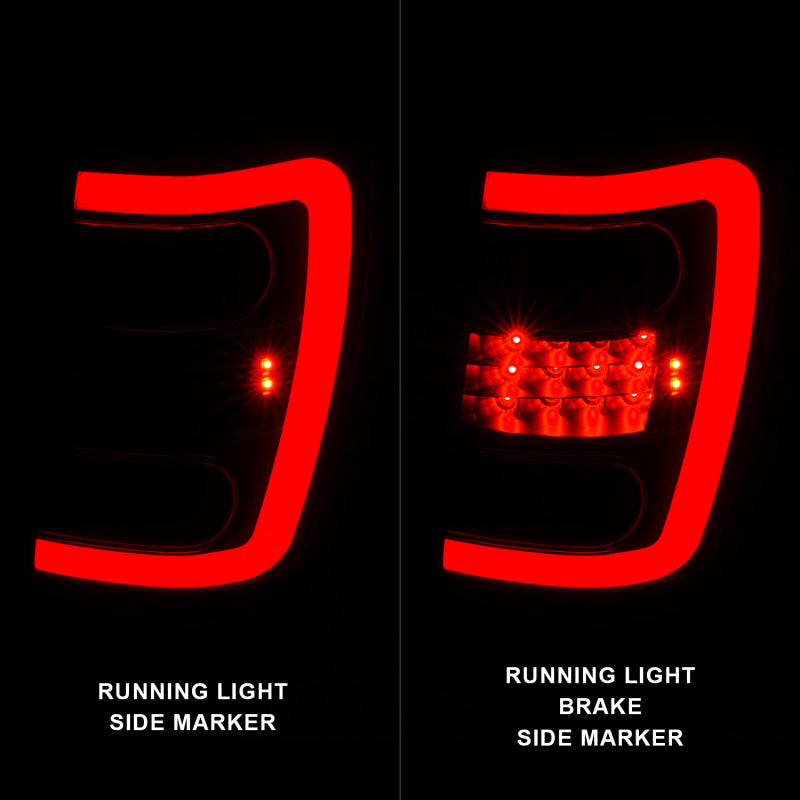 ANZO 1999-2004 Jeep Grand Cherokee LED Tail Lights w/ Light Bar Black Housing Clear Lens - 311394