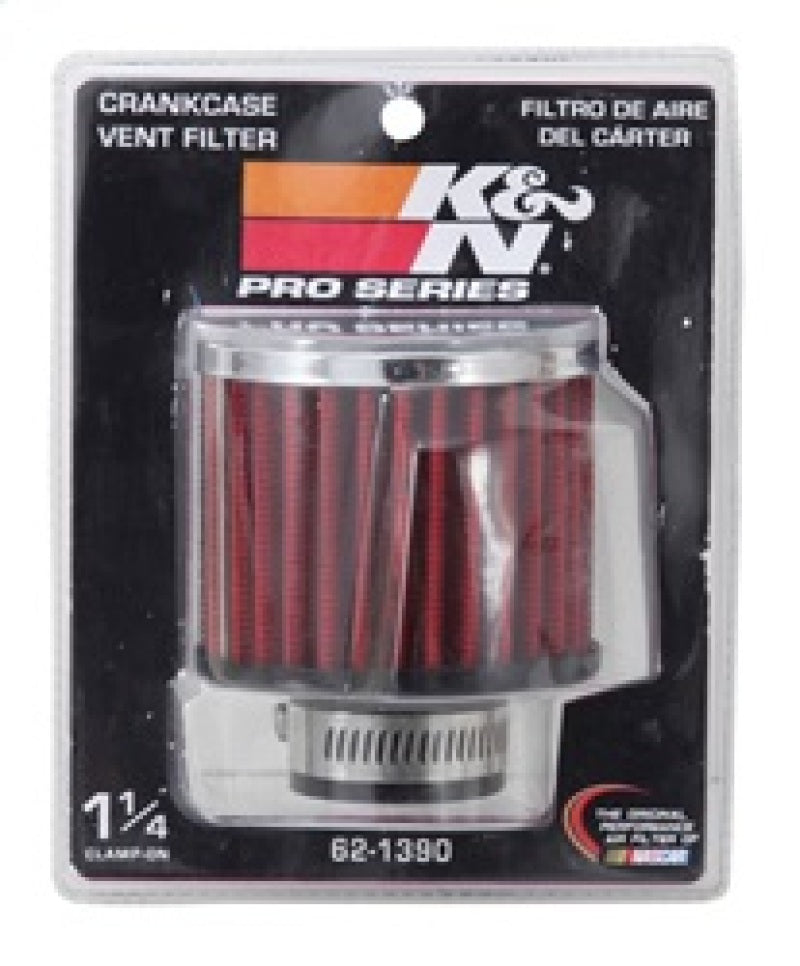 K&N 1.25in Flange ID x 3in OD x 2.5in H Rubber Base Crankcase Vent Filter - 62-1390