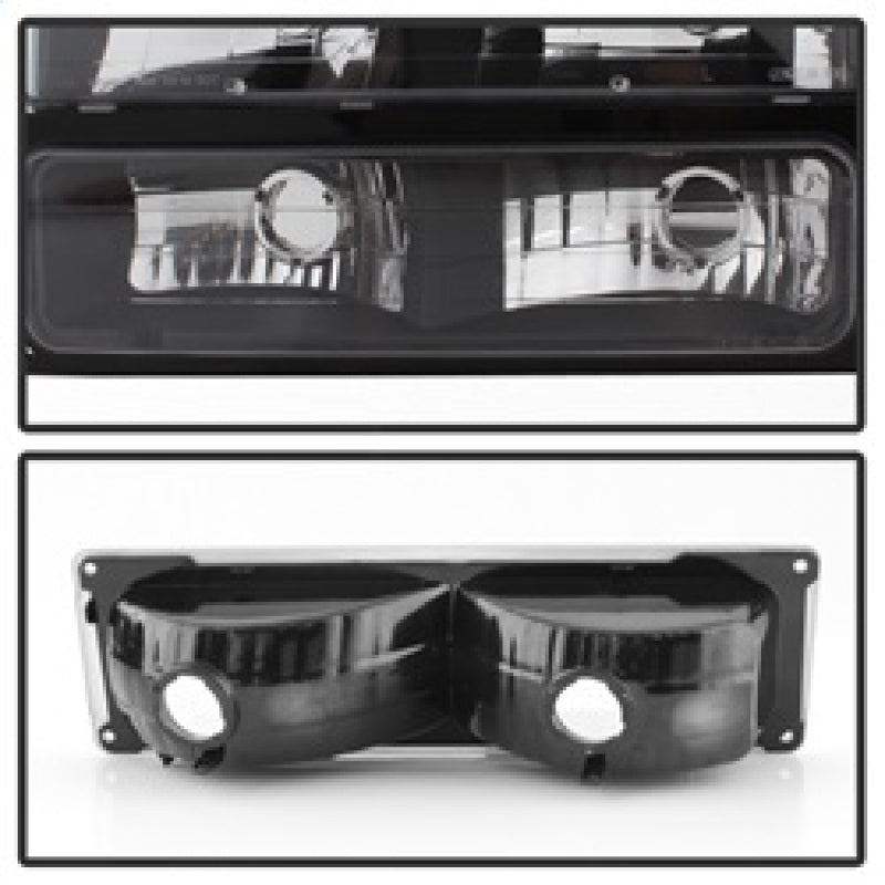 Xtune Chevy Suburban 94-98 Headlights w/ Corner &amp; Parking Lights 8pcs Black HD-JH-CCK88-AM-BK-SET - 5072221