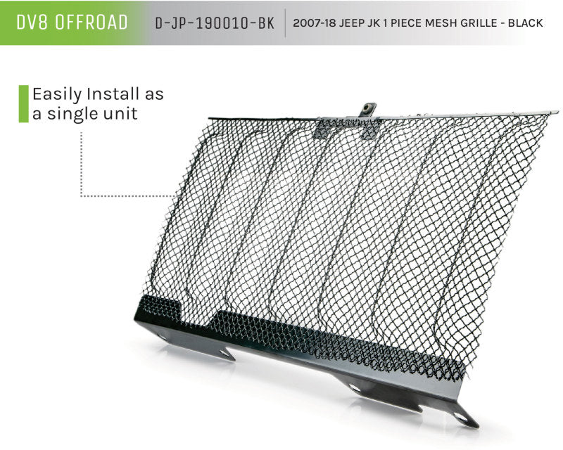 DV8 Offroad 2007-2018 Jeep JK Black Mesh Grille - D-JP-190010-BK