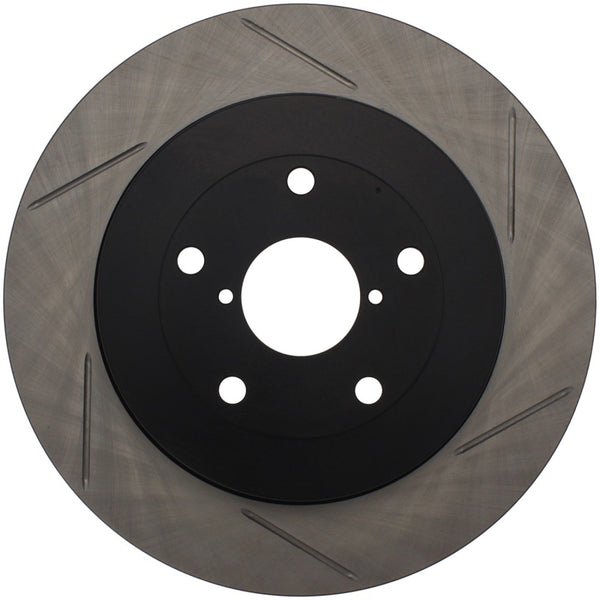 StopTech Power Slot 05-07 STi Rear Left Slotted Rotor - 126.47023SL for 2005-2007 Subaru Impreza - front view