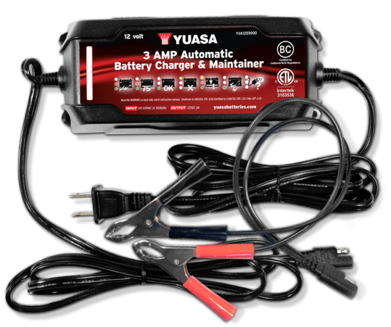Yuasa 3 Amp Charger &amp; Maintainer (12V) - YUA3AMPCH