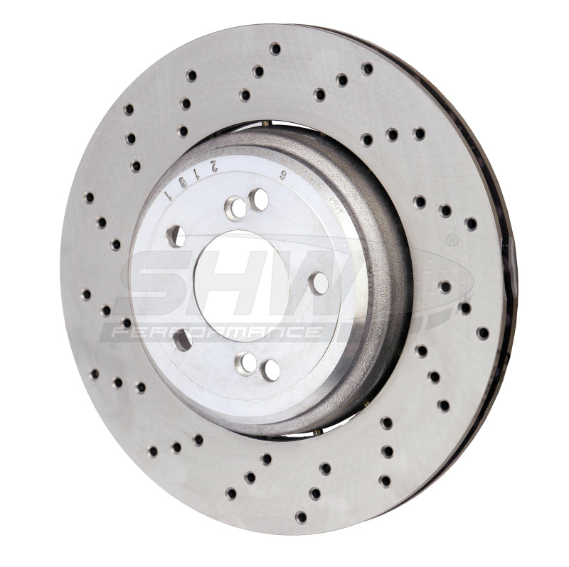 SHW 08-13 BMW M3 4.0L Left Rear Cross-Drilled Lightweight Brake Rotor (34212283803) - BRL42853 for 2008-2013 BMW M3 - front v