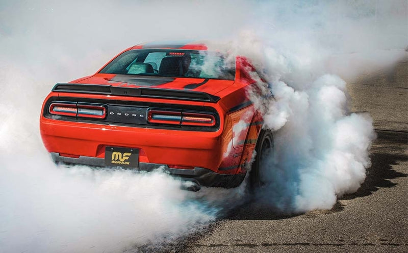 MagnaFlow Axle-Back, SS, 3in, Quad Split Rear 3.5 Tips 2015 Dodge Challenger incl SRT Hellcat - 19206