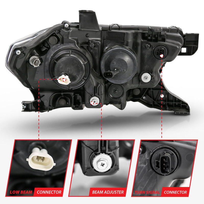 ANZO 2016-2017 Toyota Tacoma Projector Headlights w/ Plank Style Switchback Black w/ Amber - 111396