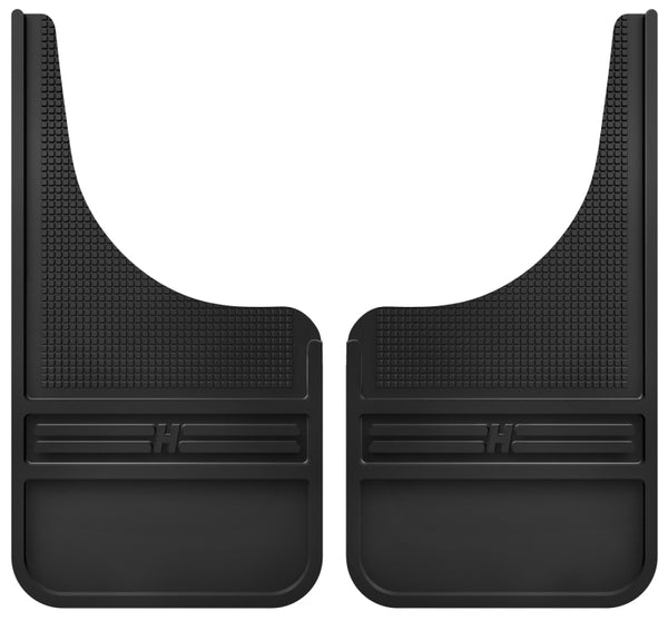 Husky Liners Universal 12in Wide Black Rubber Front Mud Flaps w/o Weight - 55000 for 1994-2001 Jeep Cherokee - front view