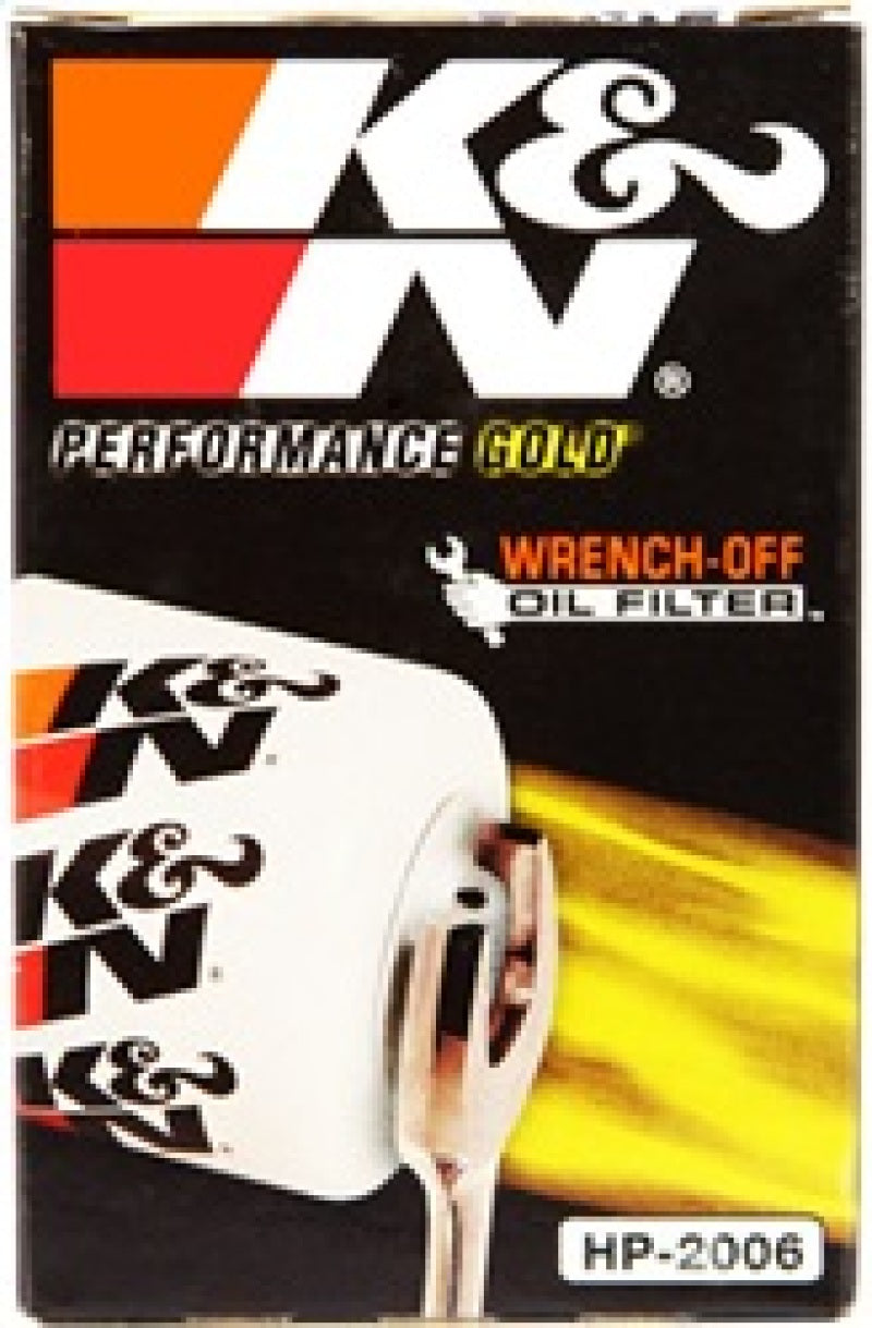 K&N Universal Performance Gold Oil Filter - HP-2006 for 1980-1990 Chevrolet Caprice - rear view