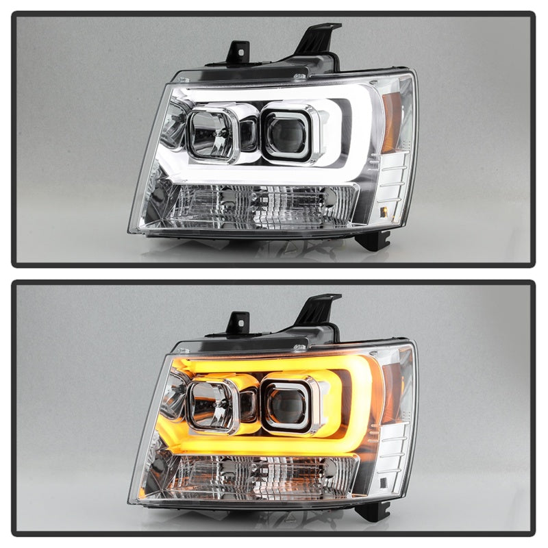 Spyder 07-14 Chevy Suburban/Tahoe V2 Projector Headlights LED Turn Sig Chrome PRO-YD-CSUB07V3-SB-C - 5086235