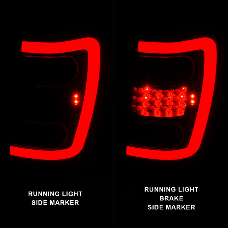 ANZO 1999-2004 Jeep Grand Cherokee LED Tail Lights w/ Light Bar Black Housing Smoke Lens - 311395
