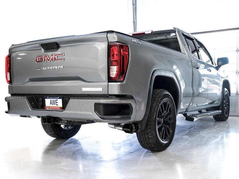 AWE Tuning 4th Gen GM 1500 5.3L 0FG Catback Dual Side Exit (Flat Bumper) - Diamond Tips - 3015-23208